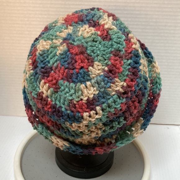 BEANIE CAP Multicolored Rainbow Handmade Crochet UNISEX One Size Fits Most - Picture 13 of 15